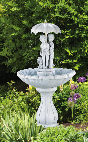 Summer Showers Umbrella Garden Fountain Cement Statuary Outdoor